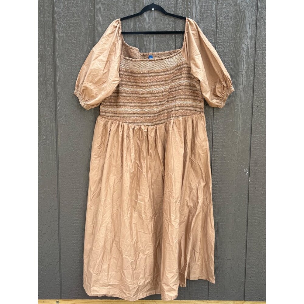 Women's Old Navy Fit & Flare Cotton-Poplin Smocked Dress 4X Off Shoulder NWT - Picture 2 of 13